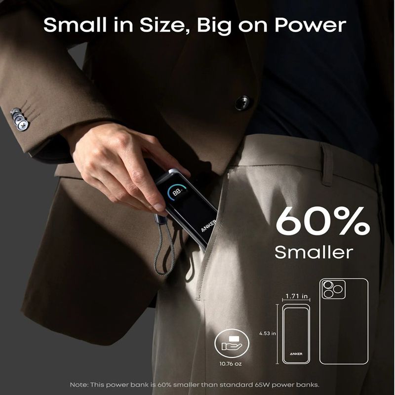 Batería Portátil Prime Fusion de 9,600mAh 65W en Color Gris