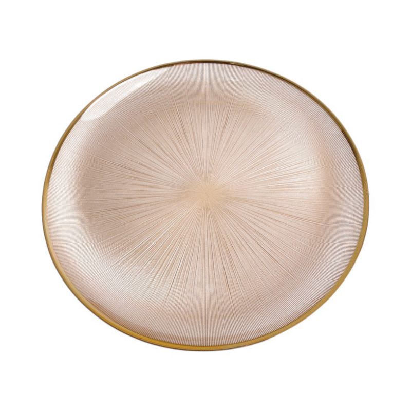 Plato Base Decorativo de Vidrio con Borde Dorado 33 x 33 cm