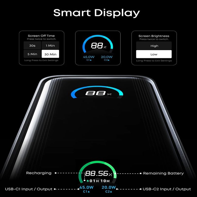 Batería Portátil Prime Fusion de 9,600mAh 65W en Color Gris