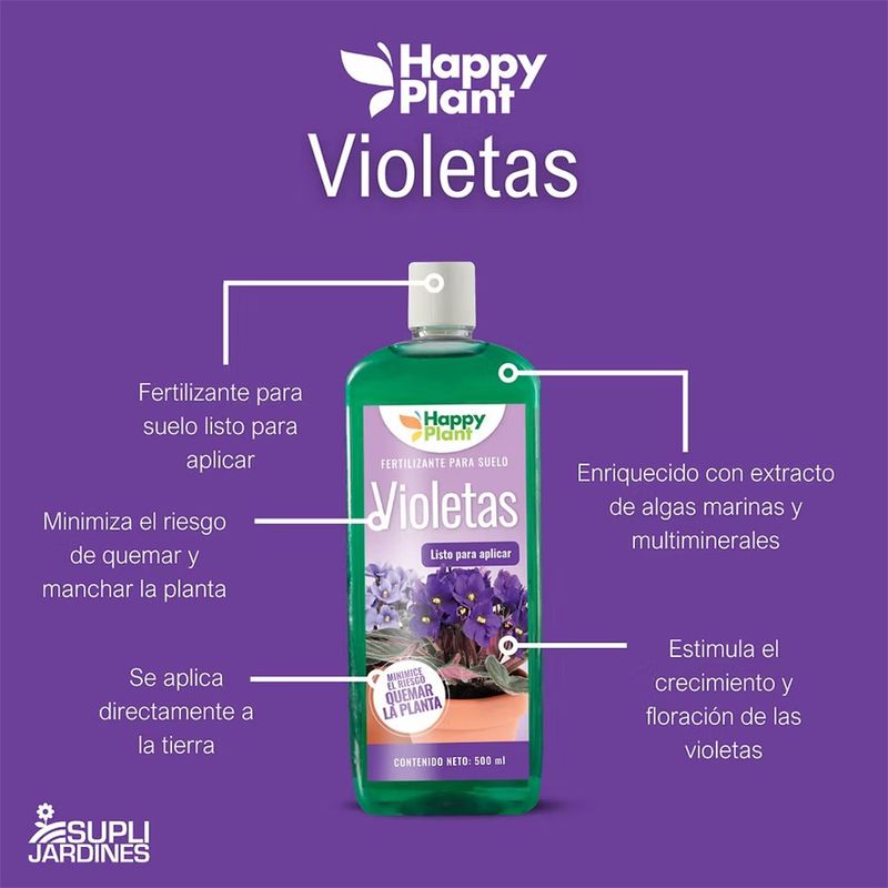 Fertilizante Líquido para Suelo de Violetas 500 mL con Extracto de Algas Marinas