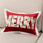 Cojín Navideño Decorativo con Relleno Diseño Merry 35 x 50 cm Color Rojo