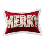 Cojín Navideño Decorativo con Relleno Diseño Merry 35 x 50 cm Color Rojo