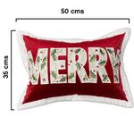 Cojín Navideño Decorativo con Relleno Diseño Merry 35 x 50 cm Color Rojo