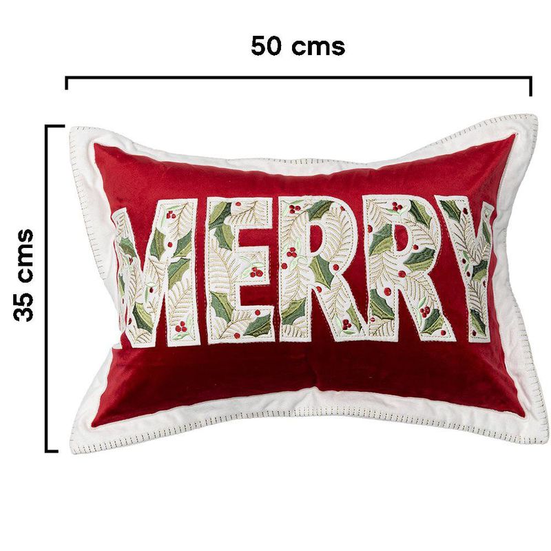 Cojín Navideño Decorativo con Relleno Diseño Merry 35 x 50 cm Color Rojo