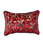 Cojín Navideño Decorativo con Relleno Diseño Guirnalda 35 x 50 cm Color Rojo