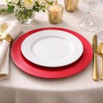 Plato Base Decorativo de Vidrio Rojo 32 x 32 cm
