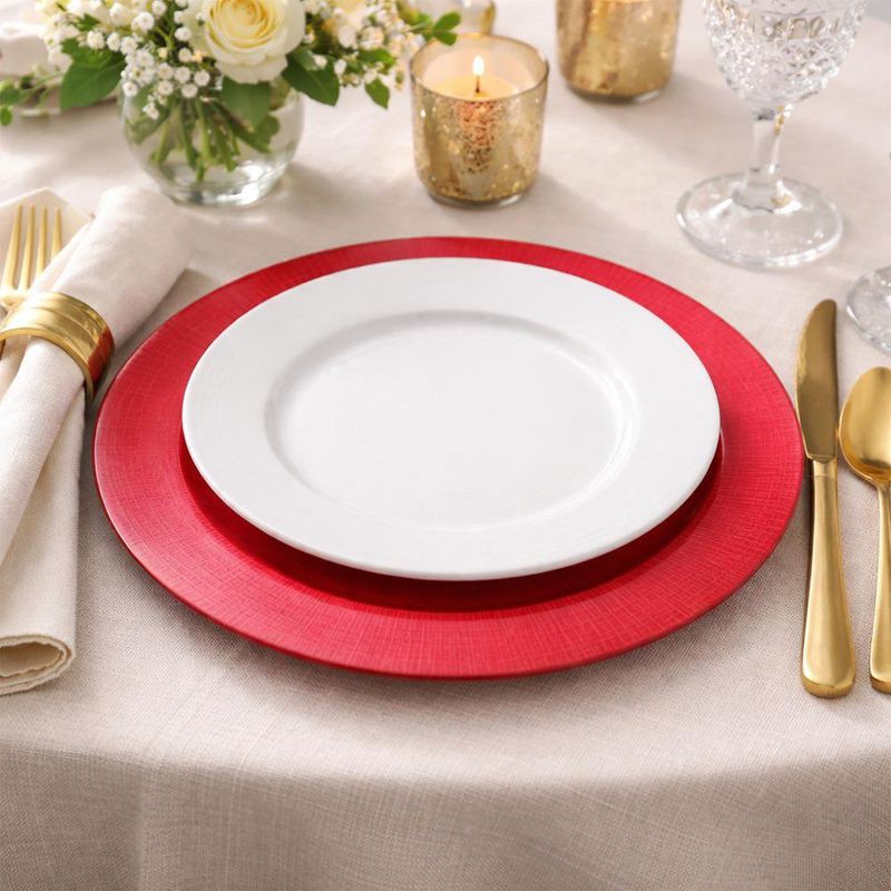 Plato Base Decorativo de Vidrio Rojo 32 x 32 cm