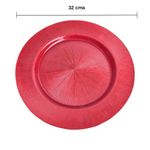 Plato Base Decorativo de Vidrio Rojo 32 x 32 cm
