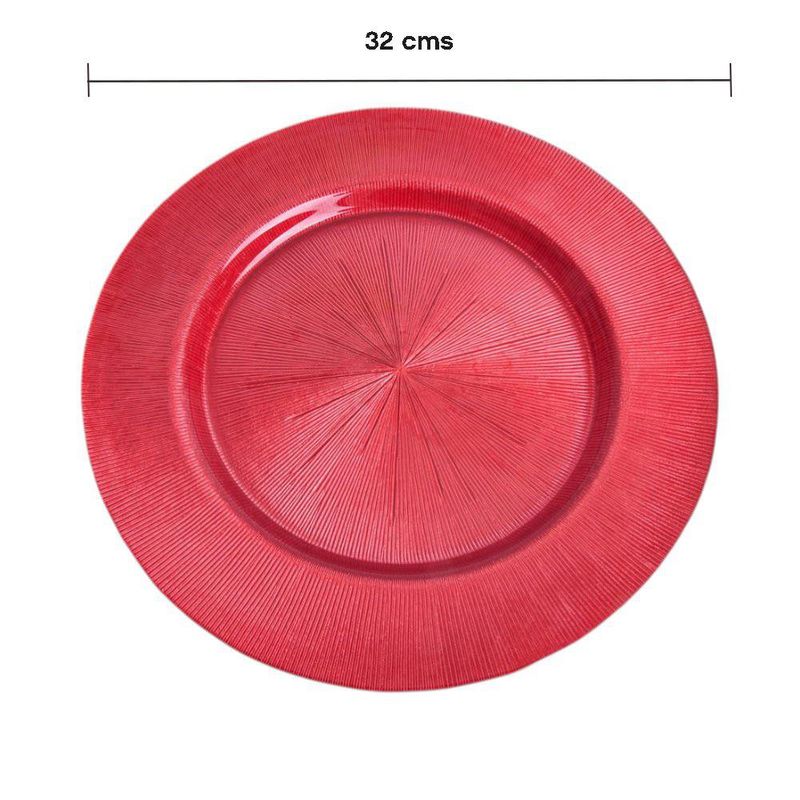 Plato Base Decorativo de Vidrio Rojo 32 x 32 cm
