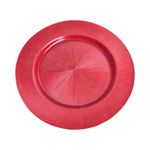 Plato Base Decorativo de Vidrio Rojo 32 x 32 cm