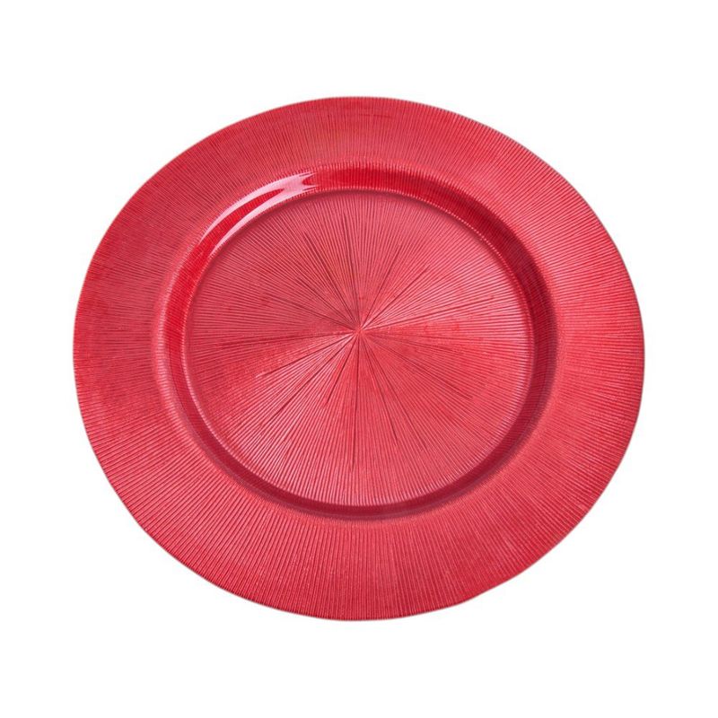 Plato Base Decorativo de Vidrio Rojo 32 x 32 cm