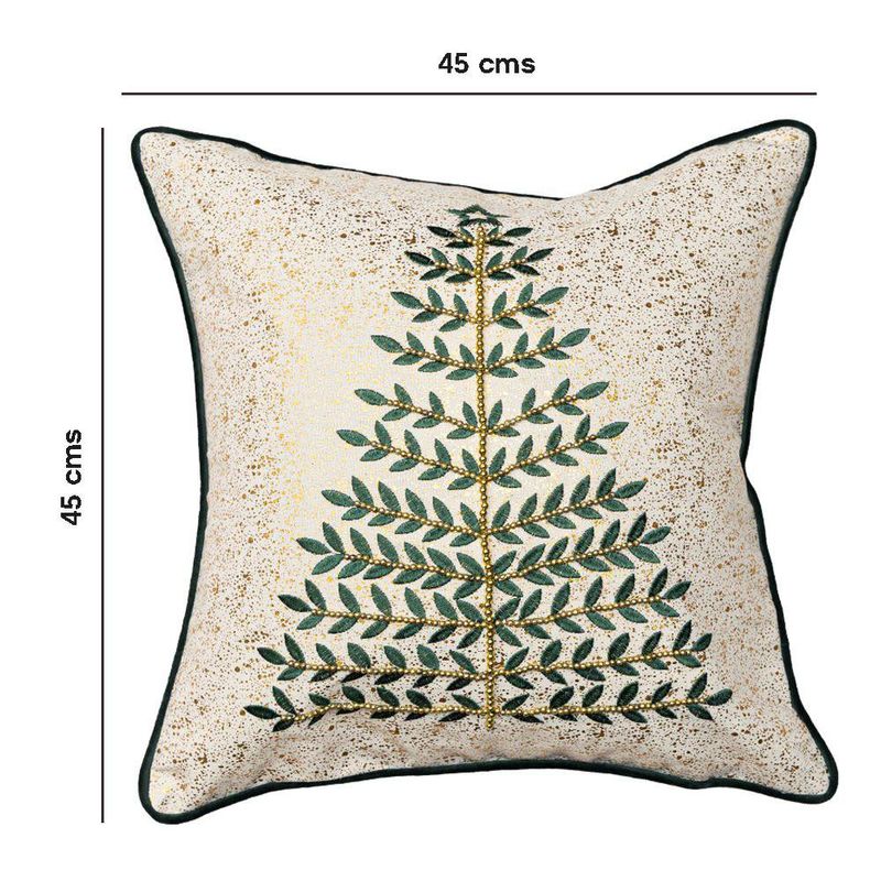Cojín Navideño Decorativo con Relleno de 45 x 45 cm Diseño Pino Color Beige