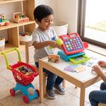 Set de Juego de Supermercado con Carrito, Caja Registradora y Accesorios, 42 Piezas
