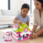Bloques de Construcción Infantil en Caja con Asa Color Rosado para Niña 230 Piezas