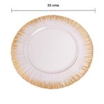 Plato Base Decorativo de Vidrio 33 cm Blanco con Orilla Dorada