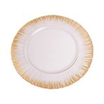 Plato Base Decorativo de Vidrio 33 cm Blanco con Orilla Dorada