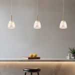 Lámpara Colgante LED Gerro I 9W Luz Cálida Cristal Craquelado Color Blanco y Dorado