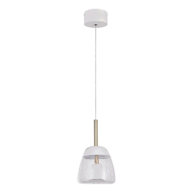 Lámpara Colgante LED Gerro I 9W Luz Cálida Cristal Craquelado Color Blanco y Dorado