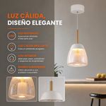 Lámpara Colgante LED Gerro I 9W Luz Cálida Cristal Craquelado Color Blanco y Dorado