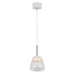 Lámpara Colgante LED Gerro I 9W Luz Cálida Cristal Craquelado en Color Blanco y Dorado