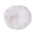 Plato Base Decorativo de Vidrio con Diseño Calado de Renos 33 x 33 cm Color Blanco