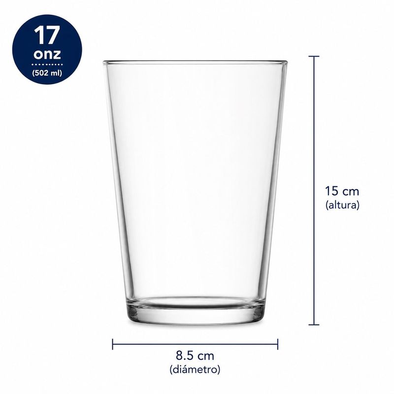 Set de 3 Vasos Altos Luca de 17.2 Oz de Vidrio Transparente