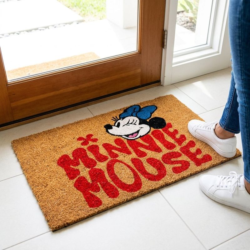 Alfombra de Entrada Antideslizante Diseño Minnie Mouse 40 x 60 Cm Color Natural