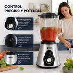 Licuadora con Vaso de Vidrio de 1.5 L 1000 W Color Plateado