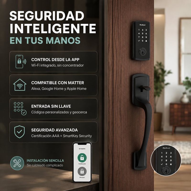 Cerrojo Electrónico Kwikset Halo Select Smart Lock Wi‑Fi y Matter