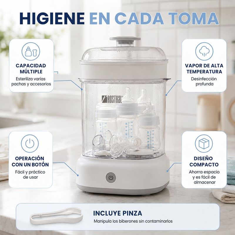 Esterilizador Eléctrico para 5 Pachas Color Blanco