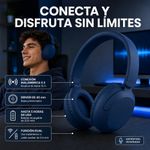 Audífonos Inalámbricos Unite On-Ear Bluetooth 5.3 con Entrada 3.5 mm y USB Tipo C en Color Azul