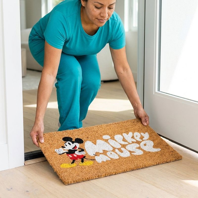 Alfombra de Entrada Antideslizante Diseño Mickey Mouse de 40 x 60 Cm Color Natural