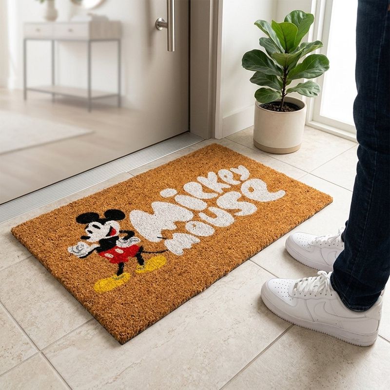 Alfombra de Entrada Antideslizante Diseño Mickey Mouse de 40 x 60 Cm Color Natural