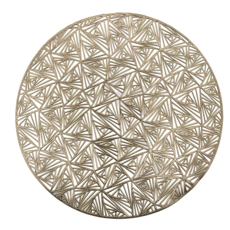Mantel Individual Redondo Decorativo Calado Dorado 38 cm