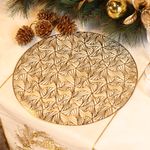 Mantel Individual Redondo Decorativo Calado Dorado 38 cm