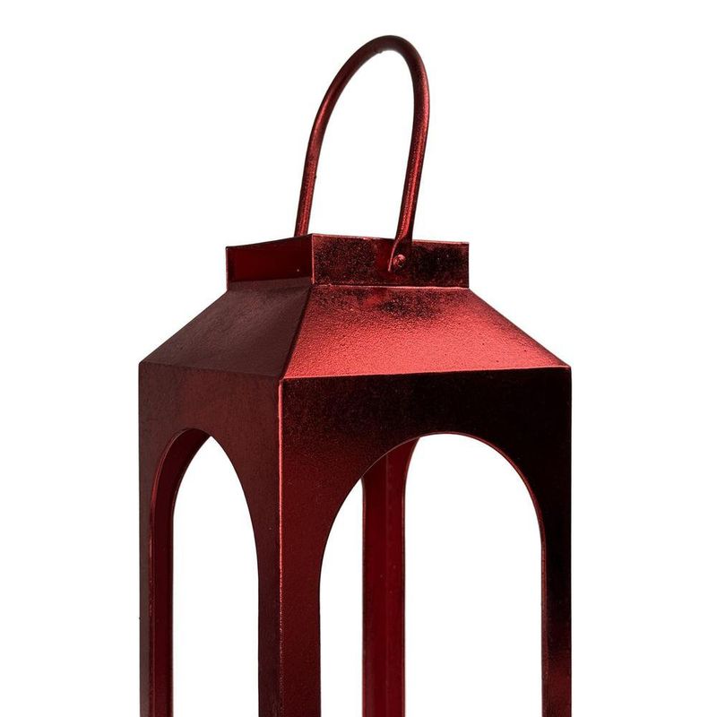 Set de 2 Faroles Decorativos de Metal Rojo para Velas 45 cm