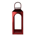 Set de 2 Faroles Decorativos de Metal Rojo para Velas 45 cm
