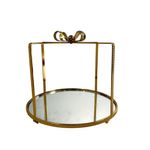 Bandeja Decorativa Navideña Diseño Regalo Redondo Dorado 26 x 25 x 2 cm