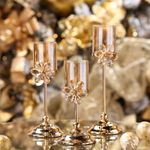 Candelero Decorativo con Flor Dorado y Traslúcido 30.5 cm