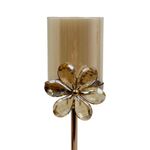 Candelero Decorativo con Flor Dorado y Traslúcido 30.5 cm