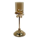 Candelero Decorativo con Flor Dorado y Traslúcido 30.5 cm