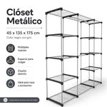 Clóset Metálico 45 x 135 x 175 Cm Color Negro con Gris