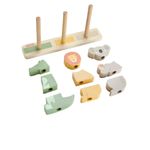 Set de Juguete Sensorial Apilable de Animales de Madera Diseño de la Selva de 10 Piezas para 12+ Meses