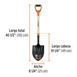 Pala Redonda de Acero con Puño Y Comfort Grip y Mango de Madera 40 Plg