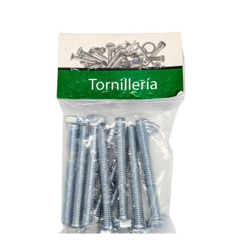 Tornillo Hexagonal Métrico Galvanizado M6 x 50 mm Rosca Gruesa en Bolsa de 10 Unidades