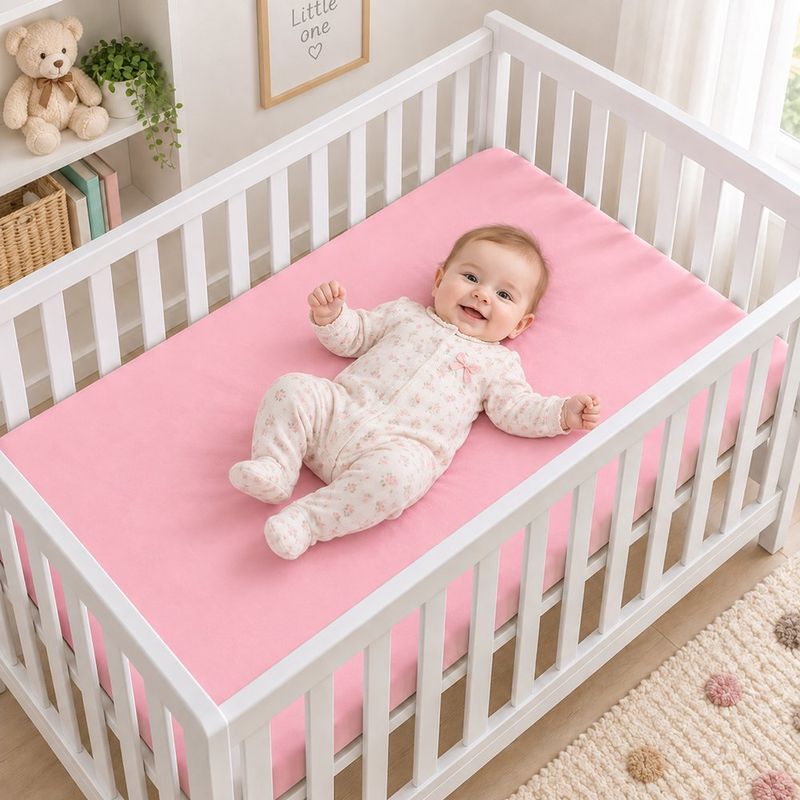Set de 2 Sábanas Ajustables para Cuna Rosadas 120 x 60 cm