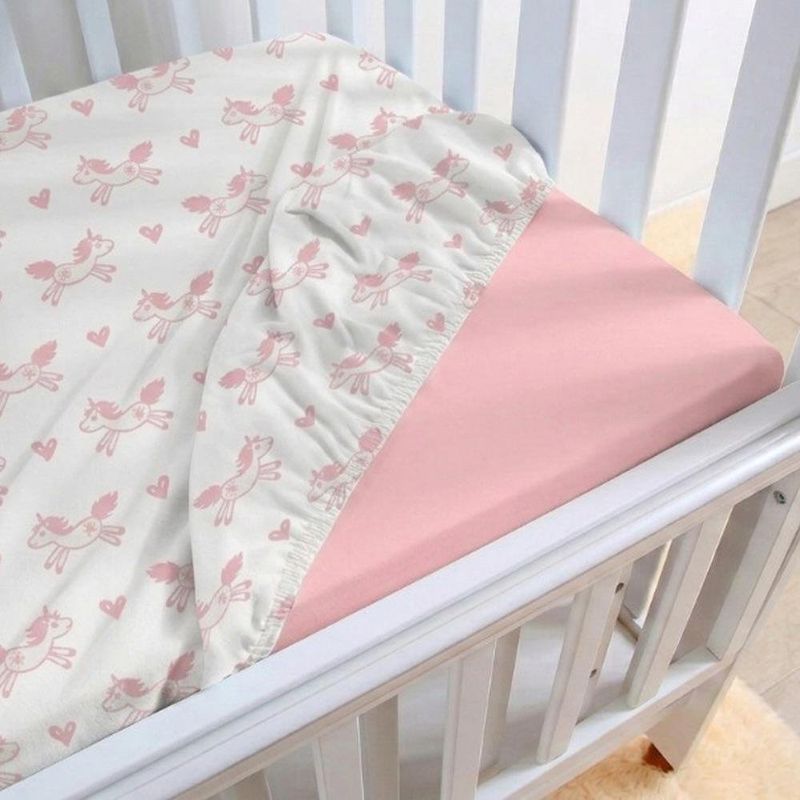 Set de 2 Sábanas Ajustables para Cuna Rosadas 120 x 60 cm