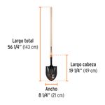 Pala Redonda con Mango Largo de Madera 56 Plg