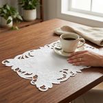 Individual Bordado Decorativo 30 x 45 cm Color Blanco