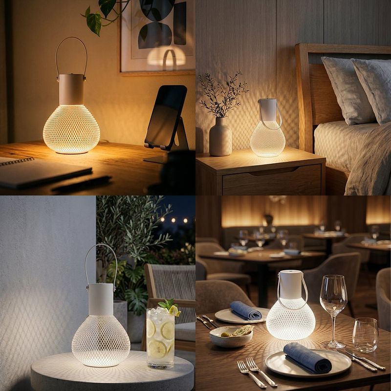 Lámpara de Mesa LED Recargable de 1 W CCT con Control Táctil y Asa en Color Blanco